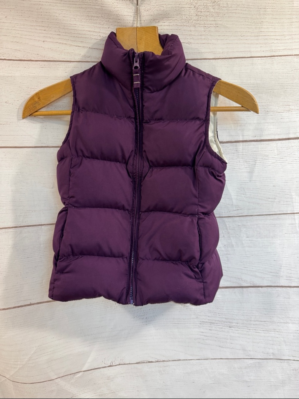 Kids Purple Puffer Vest Land's End Size Medium 5T-6T